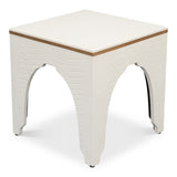Croco Embossed Leather White Foot Stool