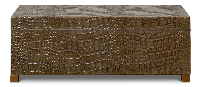 Lyle Croco Embossed Leather Over Wood Antique Green Box