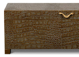 Lyle Croco Embossed Leather Over Wood Antique Green Box