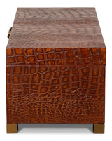 Lyle Croco Embossed Leather Over Wood Reddish Brown Box