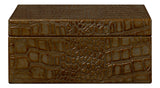 Candece Croco Embossed Leather Over Wood Antique Green Box Set of 2