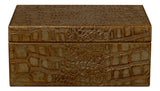 Candece Croco Embossed Leather Over Wood Antique Green Box Set of 2