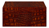 Candece Croco Embossed Leather Over Wood Reddish Brown Box Set of 2
