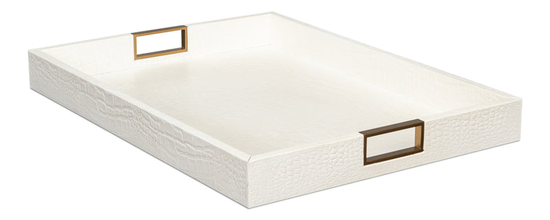 Norton Croco Leather and Brass Ivory Tray