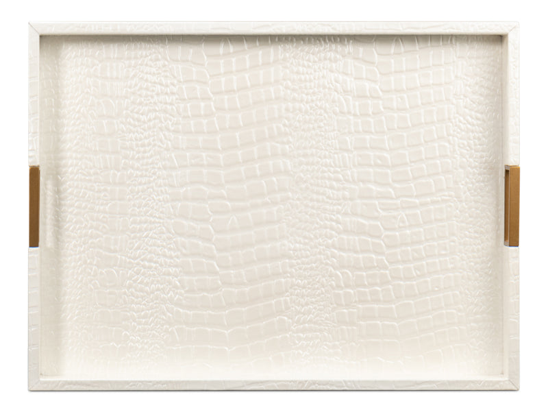 Norton Croco Leather and Brass Ivory Tray