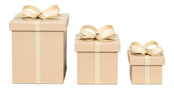 Ferrell Leather and Mdf Taupe Holiday Boxes Set of 3
