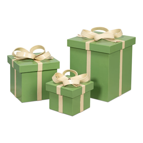 Ferrell Leather and Mdf Green Holiday Boxes Set of 3