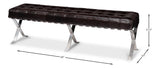 Catalunya Leather and Stainless Steel Dark Brown Long Bench