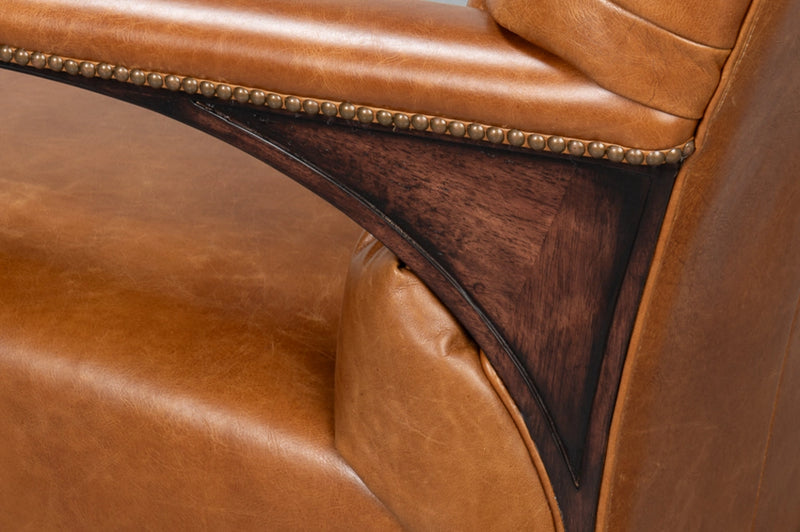 Dawson With Nailhead Trim Cuba Brown Leather Chair