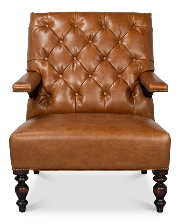 Dawson With Nailhead Trim Cuba Brown Leather Chair