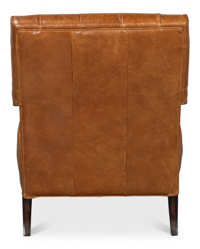 Dawson With Nailhead Trim Cuba Brown Leather Chair