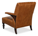 Dawson With Nailhead Trim Cuba Brown Leather Chair