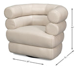 Rondo Leather White Armless Swivel Chair
