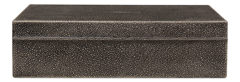 Gastsburg Leather and Paper Liner Antique Grey Shagreen Box Set of 2