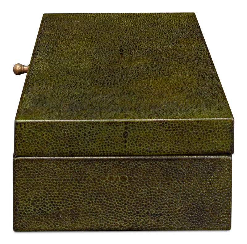 Gastsburg Leather and Paper Liner Green Shagreen Box Set Of 2