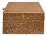 Gastsburg Leather and Paper Liner Brown Shagreen Box Set of 2