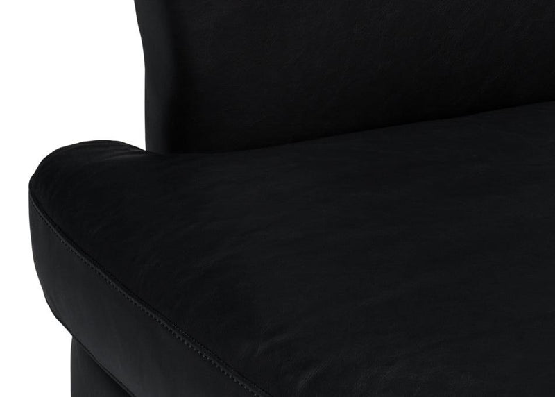 Mcmillan Distilled Wood and Leather Black Sofa