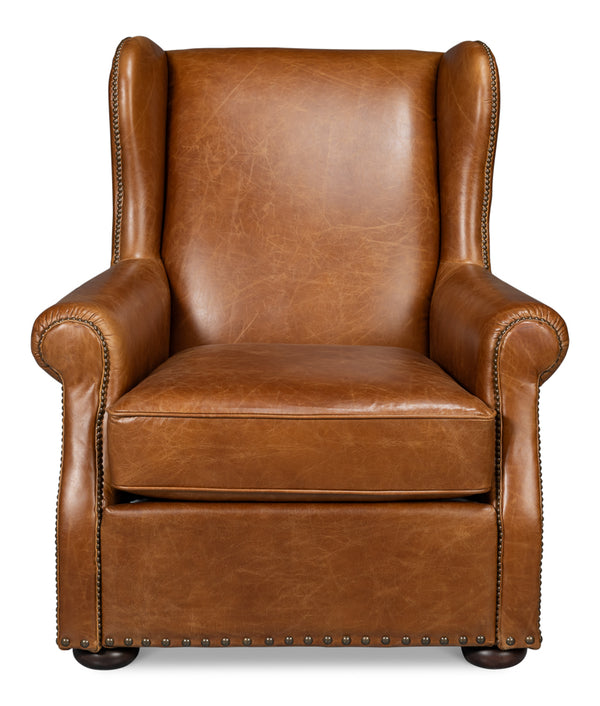 London Dry Leather Brown Accent Arm Chair