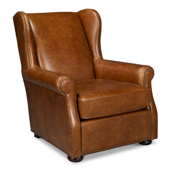 London Dry Leather Brown Accent Arm Chair