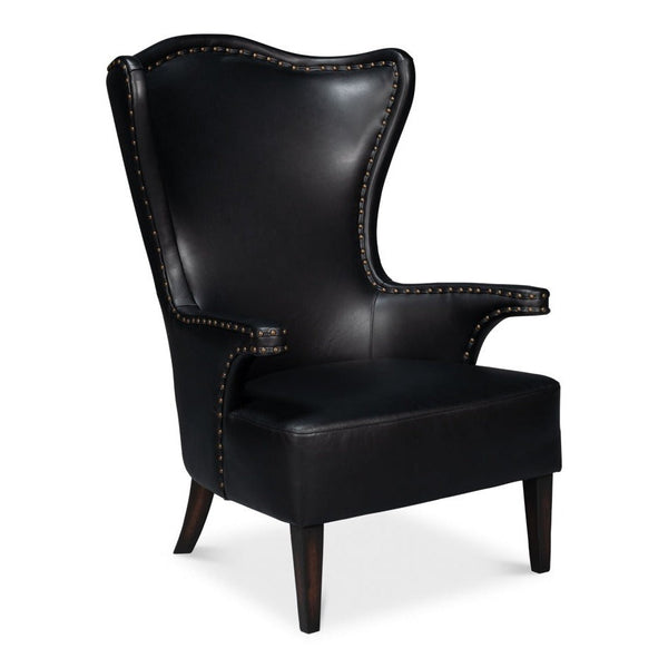 Drake Distilled Leather Black Arm Chair