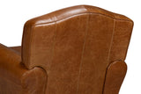 Elite French Metal and Leather Borwn Club Swivel Arm Chair