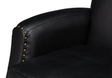 Taft Wood and Leather Black Swivel Arm Chair