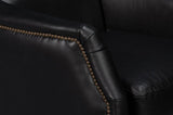 BakerWood and Leather Black Swivel Arm Chair