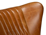 Bugatti Wood and Leather Brown Swivel Arm Chair