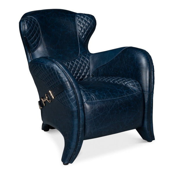 Hera Leather Blue Arm Chair