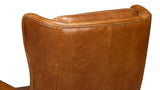 Elite Wing Wood and Leather Brown Lounge Arm Chair