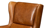 Elite Wing Wood and Leather Brown Lounge Arm Chair