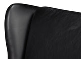 Elite Wing Wood and Leather Black Lounge Arm Chair