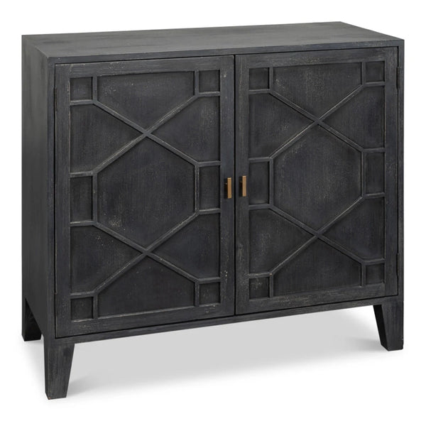 Vanka Black Modern Farmhouse Storage Solution Sideboard