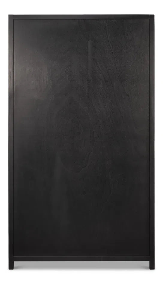 Walker Wooden Glass Door Black Bookcase