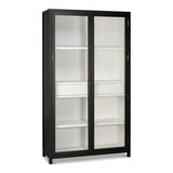 Walker Wooden Glass Door Black Bookcase