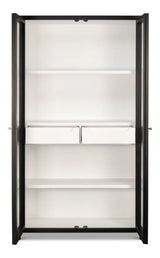 Walker Wooden Glass Door Black Bookcase