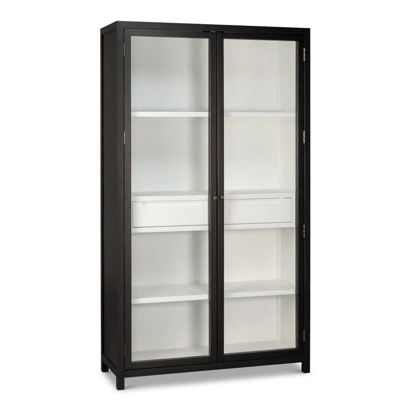 Walker Wooden Glass Door Black Bookcase