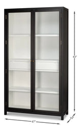 Walker Wooden Glass Door Black Bookcase