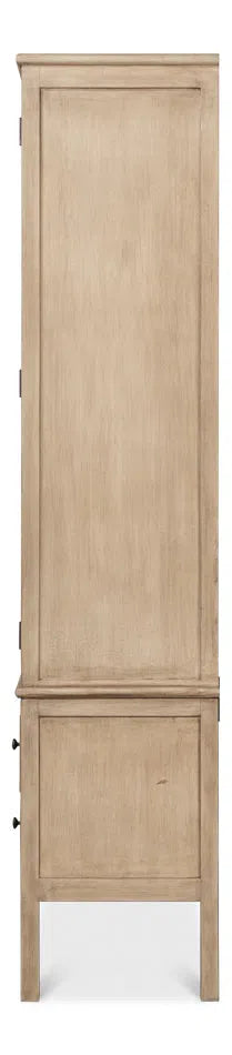 Cecile Wooden Glass Doors Beige Bookcase