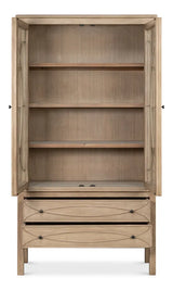 Cecile Wooden Glass Doors Beige Bookcase