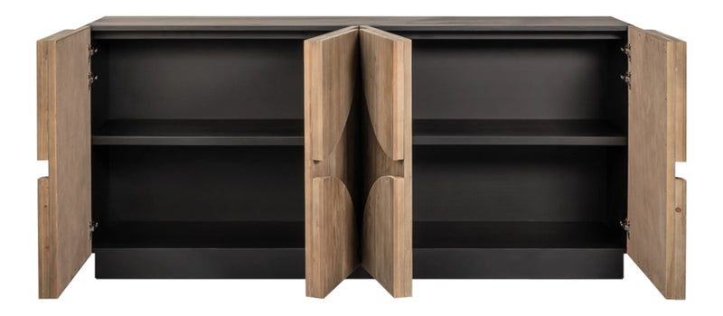 Calder Black Rustic Style Large Storage Sideboard