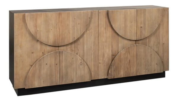 Calder Black Rustic Style Large Storage Sideboard