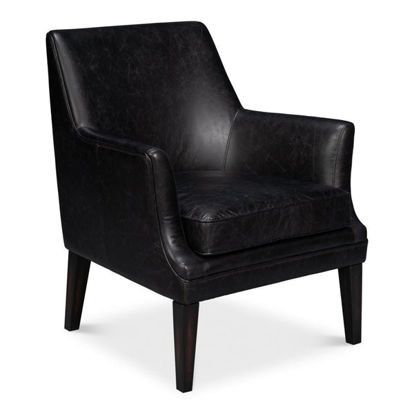 Royalton Distilled Leather Black Arm Chair