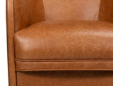 Braxton Wood and Leather Brown Swivel Arm Chair
