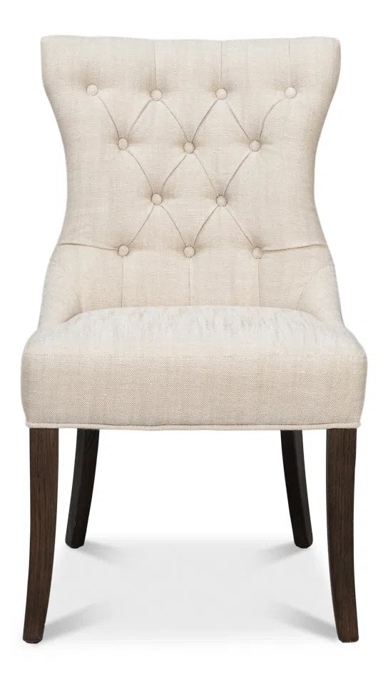 Sara Side Chair Grey 100% Polyester Fabric Oak Wood (Set of 2)