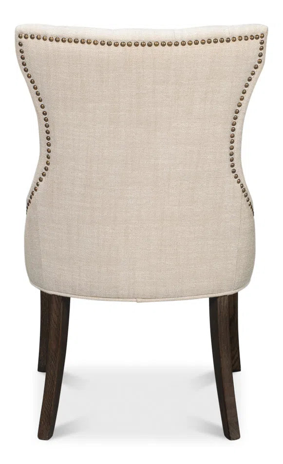 Sara Side Chair Grey 100% Polyester Fabric Oak Wood (Set of 2)