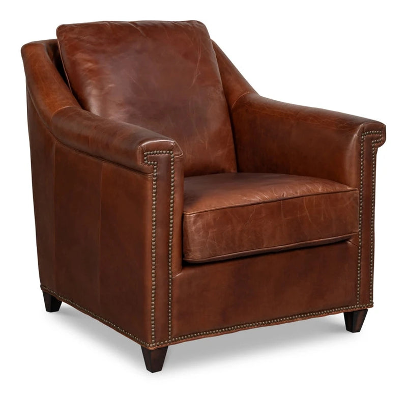 Vandike Leather Upholstery Stylish Armchair