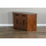 55" Dark Brown Wood Corner TV Stand Media Console With Glass Doors TV Stands & Media Centers LOOMLAN By Sunny D