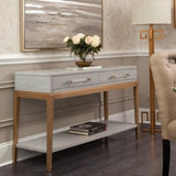 55" Grey Console Table With Drawers and Storage Shelf Console Tables LOOMLAN By Bassett Mirror