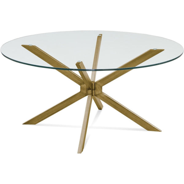 Tess Steel and Glass Gold Round Cocktail Table